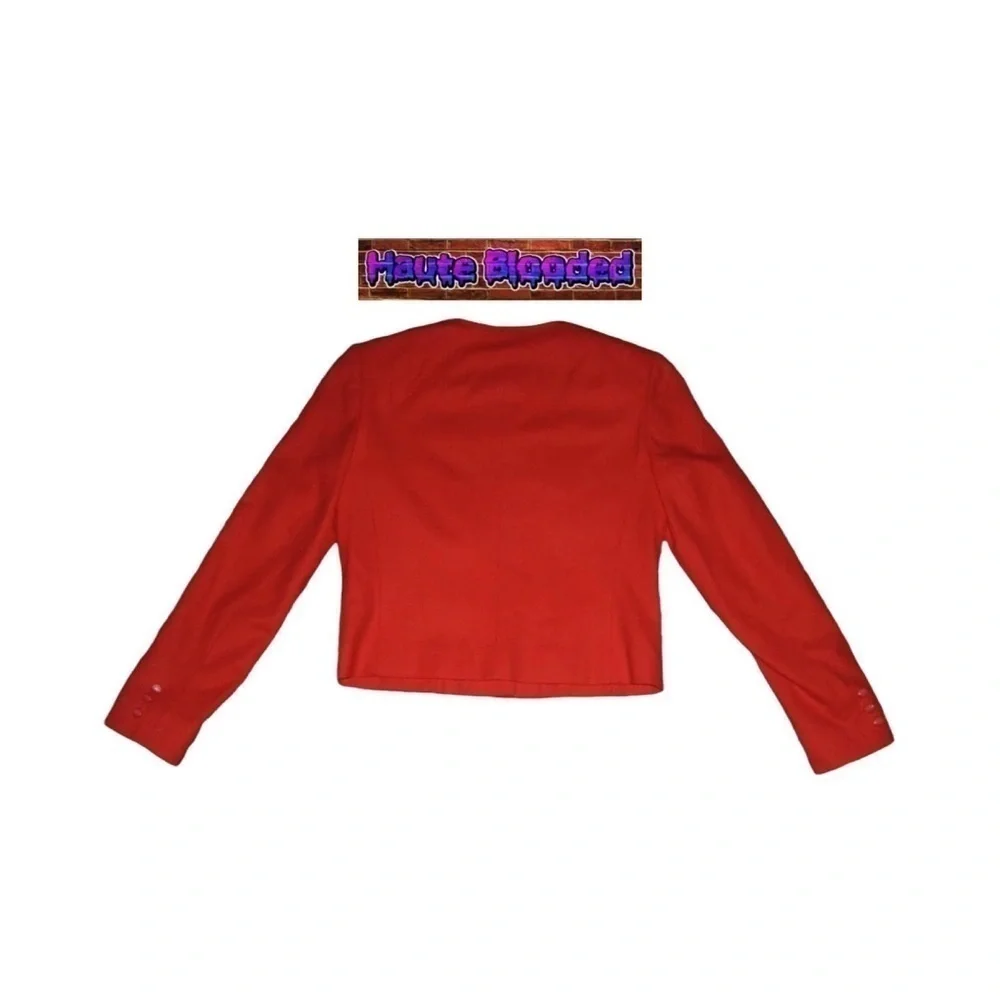 Vintage 60's Pendleton Wool Cropped Blazer Red Crop Office Work Retro Jacket 6
